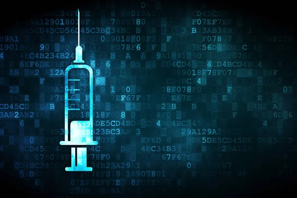 Health concept: Syringe on digital background