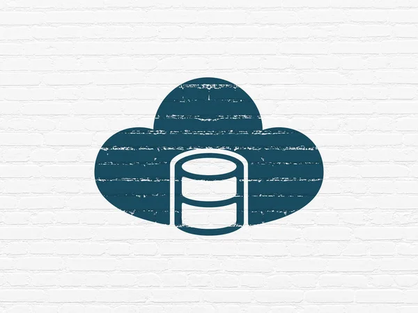 Cloud-Computing-Konzept: Datenbank mit Cloud auf Wandhintergrund — Stockfoto