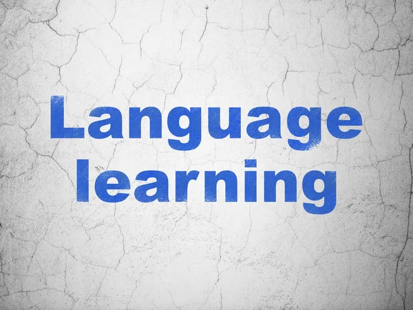 Studera begrepp: språkinlärning på vägg bakgrund — Stockfoto