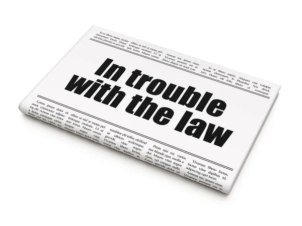 Law concept: newspaper headline In trouble With The law — Stock Photo, Image