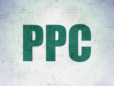 Reklam kavramı: Ppc dijital veri kağıt arka plan üzerinde