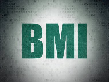 Sağlık kavramı: BMI dijital veri kağıt arka plan üzerinde