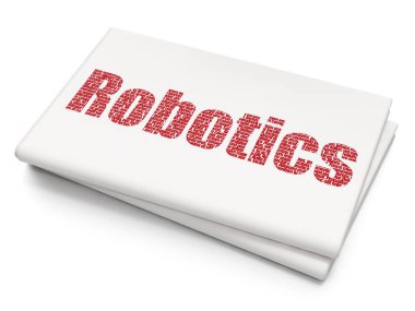 Bilim kavramı: Robotik boş gazete arka plan üzerinde