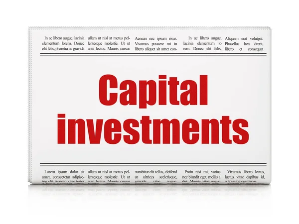 Concepto de moneda: titular del periódico Capital Investments — Foto de Stock