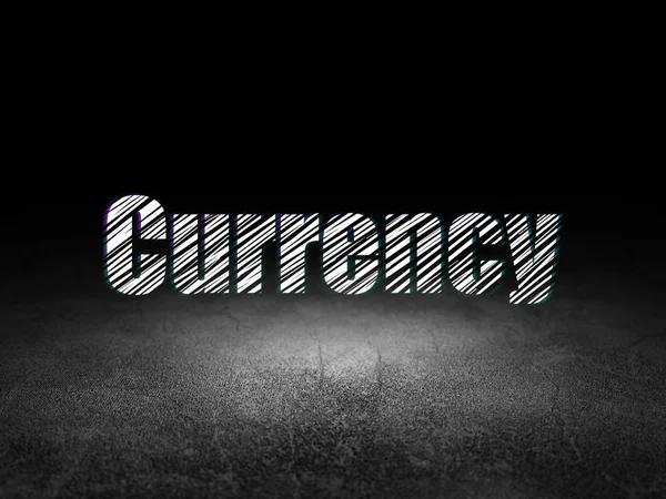 Geld concept: valuta in de donkere kamer grunge — Stockfoto