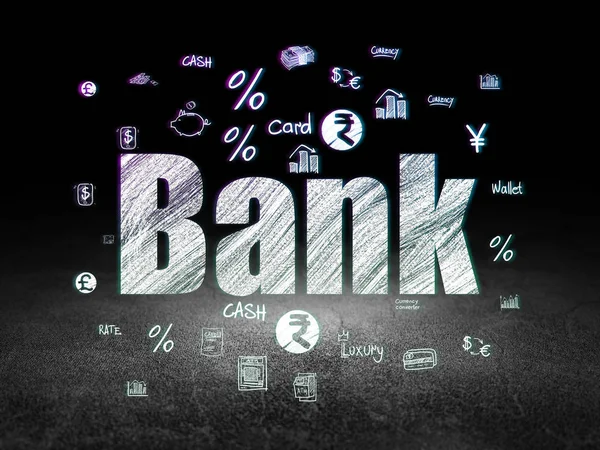 Банківська концепція: Банк у гранжевій темній кімнаті — стокове фото