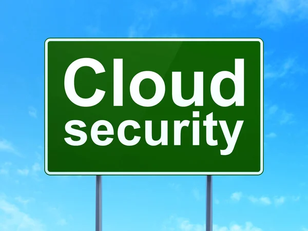 Concept de sécurité : Cloud Security sur fond de panneau de signalisation routière — Photo