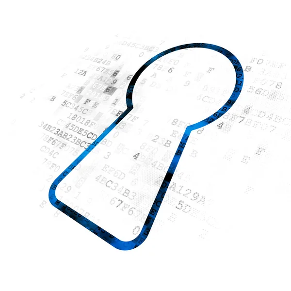 隐私权的概念： 数字背景上的钥匙孔 — 图库照片