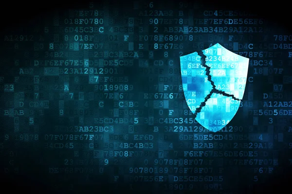 Safety concept: Broken Shield on digital background — Stock Photo, Image