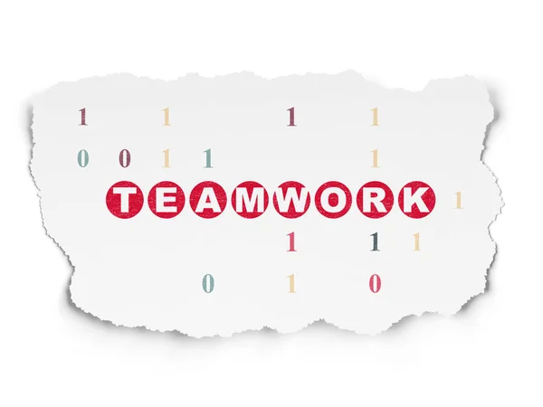 Financiën concept: Teamwork op gescheurd papier achtergrond — Stockfoto