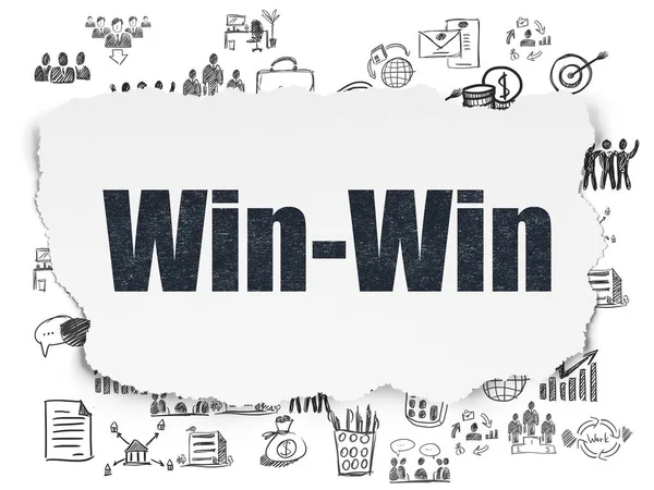 Business concept: Win-Win on Torn Paper background — Stock Photo, Image