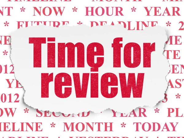 Koncepcja Timeline: czas na recenzję na tle rozdarty papier — Zdjęcie stockowe