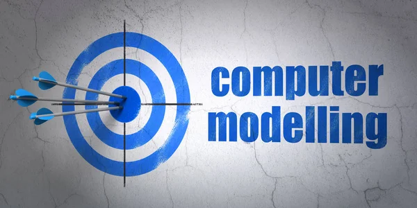 Conceito de ciência: alvo e modelagem computacional em fundo de parede — Fotografia de Stock