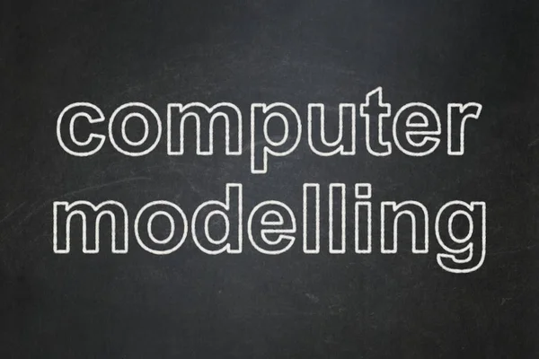 Conceito de ciência: Modelagem computacional em plano de fundo quadro-negro — Fotografia de Stock
