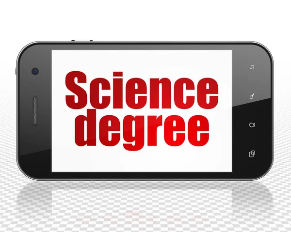Conceito de ciência: Smartphone com grau de ciência em exibição — Fotografia de Stock