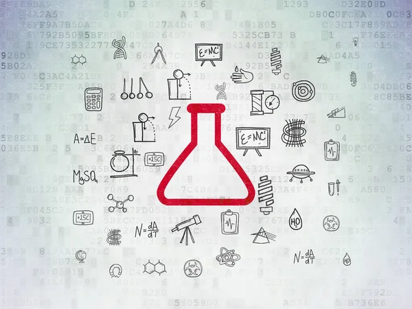 Concetto scientifico: Flask sul background della Digital Data Paper — Foto Stock