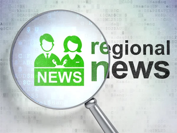 Concepto de noticias: Anchorman y Regional News con vidrio óptico — Foto de Stock