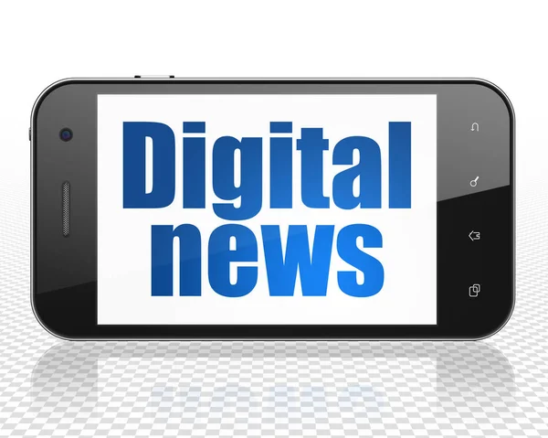 Nyheter koncept: Smartphone med digitala nyheter på displayen — Stockfoto