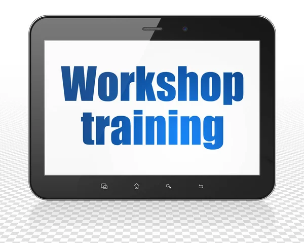 Learning concept: Tablet Pc Computer with Workshop Training on display — Stock Photo, Image