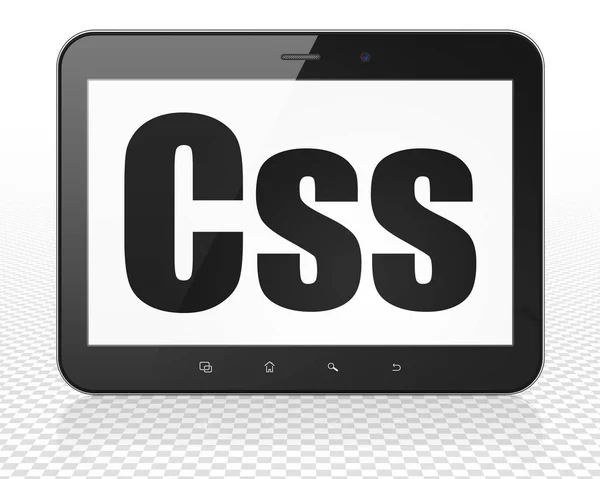 Έννοια της βάσης δεδομένων: Css σε οθόνη υπολογιστή Tablet Pc — Φωτογραφία Αρχείου