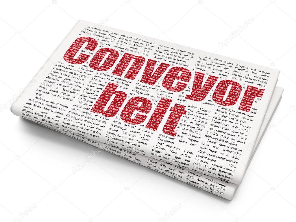 Industry concept: Conveyor Belt on Newspaper background