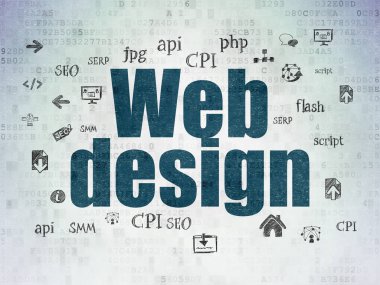 Web geliştirme kavramı: Web tasarım dijital veri kağıt arka plan üzerinde
