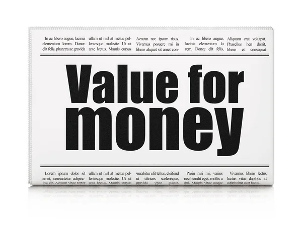 Conceito de dinheiro: título do jornal Valor para o dinheiro — Fotografia de Stock