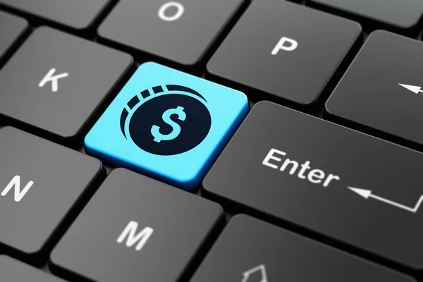 Money concept: Dollar Coin on computer keyboard background — Stock Photo, Image