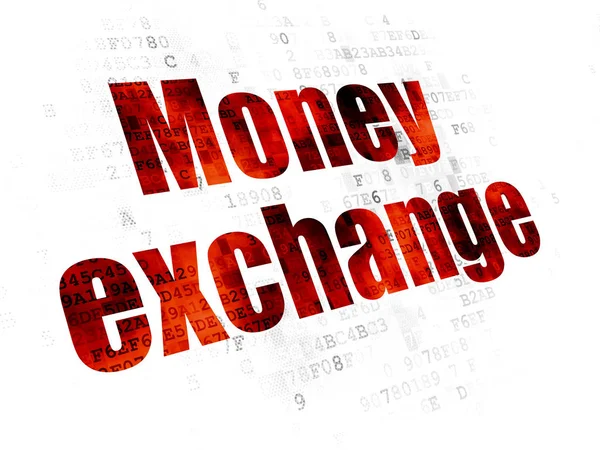 Концепція грошей: обмін грошима на цифровому тлі — стокове фото