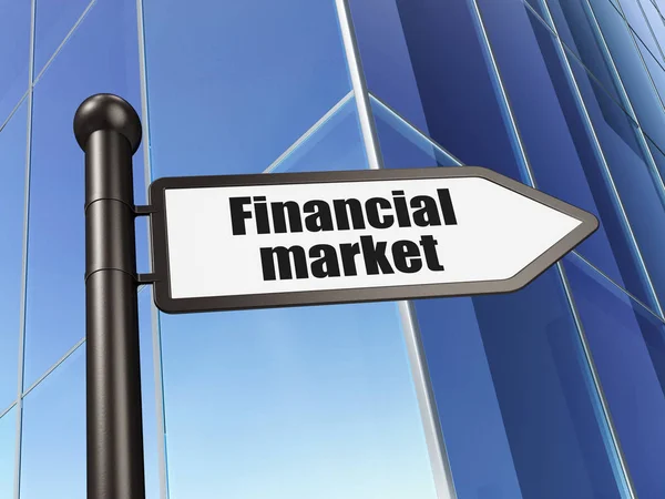 Money concept: sign Financial Market on Building background — Stock Photo, Image