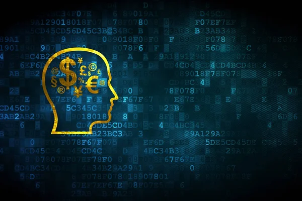 Concepto de negocio: Head With Finance Symbol sobre fondo digital — Foto de Stock