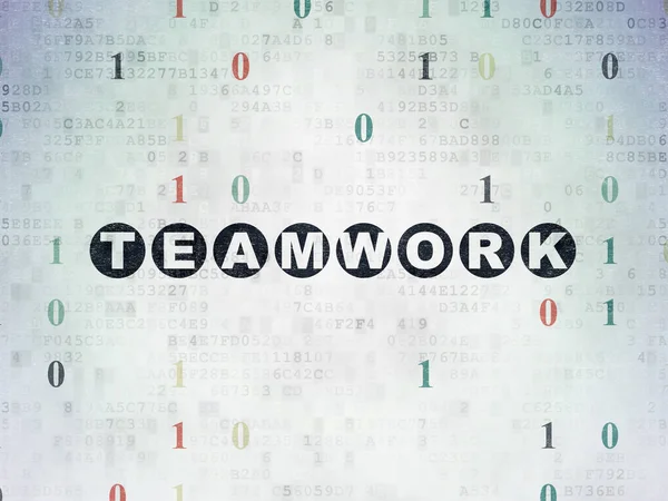 Bedrijfsconcept: Teamwork op digitale Data-Paper achtergrond — Stockfoto