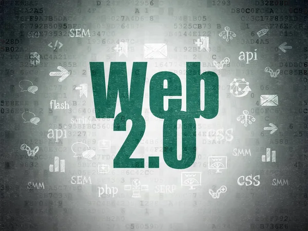 Web 设计概念︰ Web 2.0 数字数据纸张背景上 — 图库照片