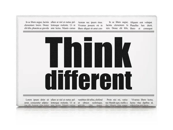 Conceito de educação: manchete de jornal pense diferente — Fotografia de Stock