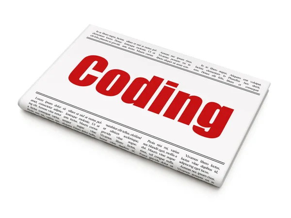 Software concept: newspaper headline Coding — Stock Photo, Image