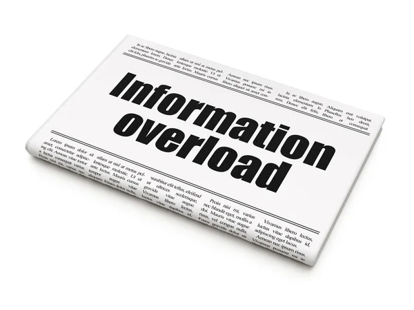 Concept d'information : titre du journal Information Overload — Photo