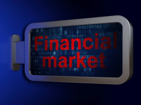 Концепция денег: Финансовый рынок на фоне рекламных щитов — стоковое фото