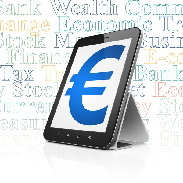 Bancaire concept: Tablet PC met Euro tentoongesteld — Stockfoto