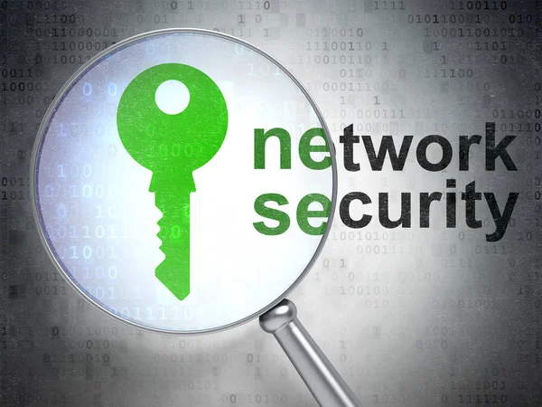 Concetto di sicurezza: Key and Network Security con vetro ottico — Foto Stock