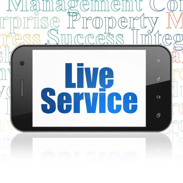 Conceito de financiamento: Smartphone com serviço ao vivo em exibição — Fotografia de Stock