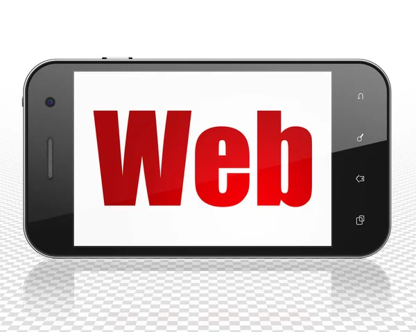 Web tasarım konsepti: Smartphone ile Web ekranda — Stok fotoğraf