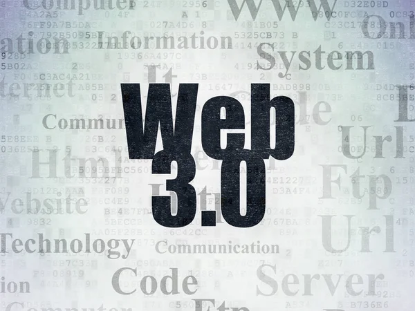 Web design koncepció: Web 3.0-a digitális adatok papír háttér — Stock Fotó