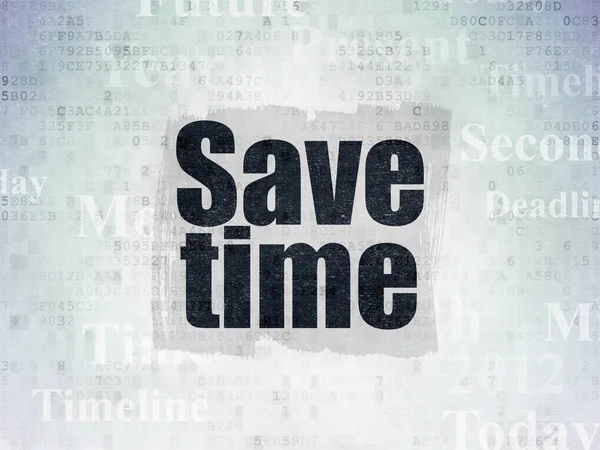Concetto di timeline: risparmiare tempo sullo sfondo della carta dati digitale — Foto Stock