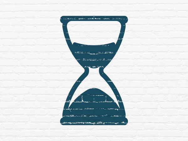 Timeline concept: Hourglass on wall background — Stock Photo, Image