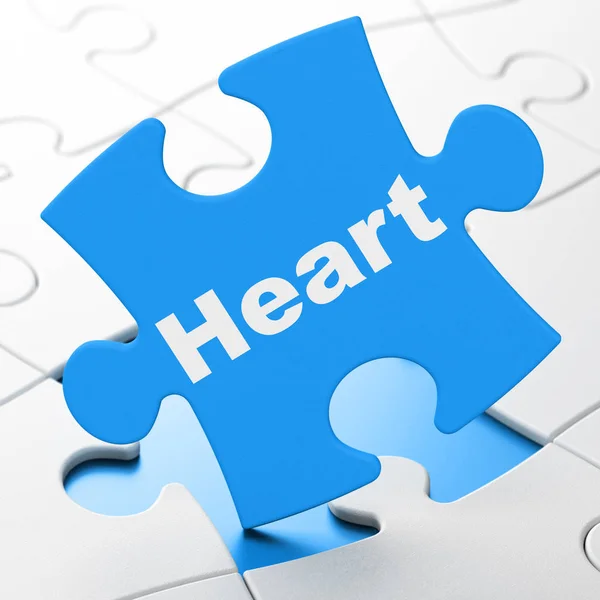 Healthcare concept: Heart on puzzle background — Stock Photo, Image