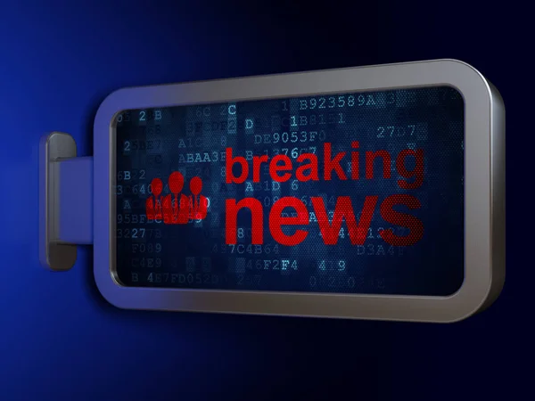 Nieuws-concept: Breaking News en mensen uit het bedrijfsleven op billboard achtergrond — Stockfoto