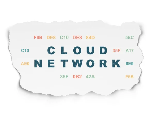 Cloud computing concept: Cloud Network on Torn Paper background — Stock Photo, Image