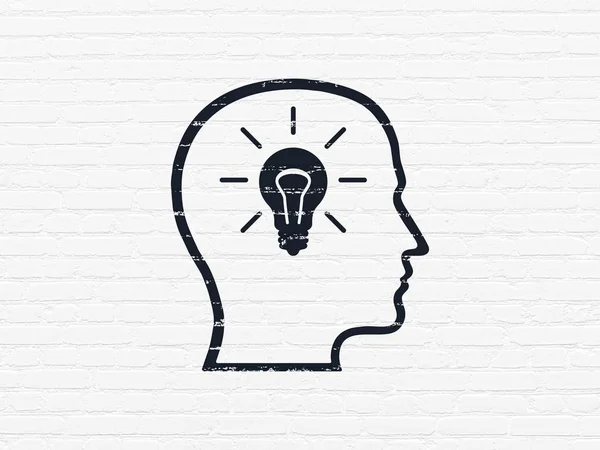 Data concept: Head With Lightbulb on wall background — Stock Photo, Image