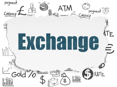 Para kavramı: Exchange yırtılmış kağıt arka plan üzerinde