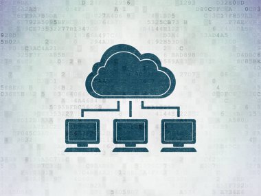 Bulut bilgi işlem kavramı: dijital veri kağıt arka plan bulut ağda